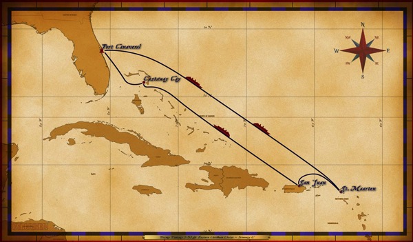 Map Fantasy 7 Night Eastern Caribbean Itinerary C